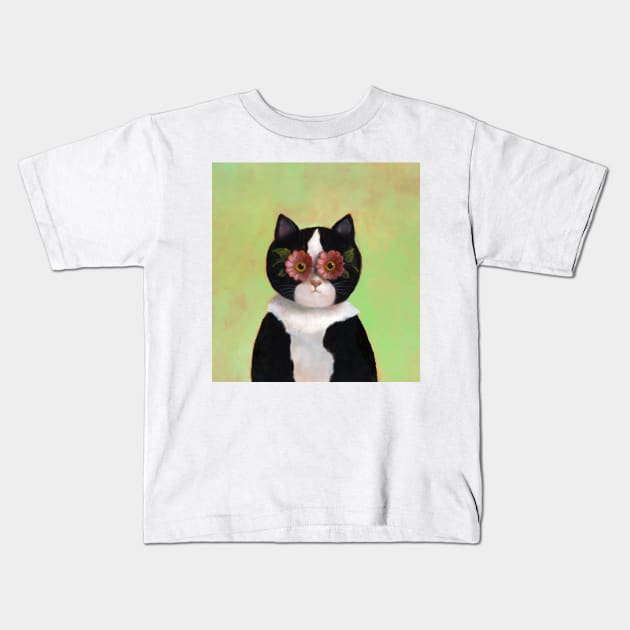 Flower Cat Kids T-Shirt by Mario-designs